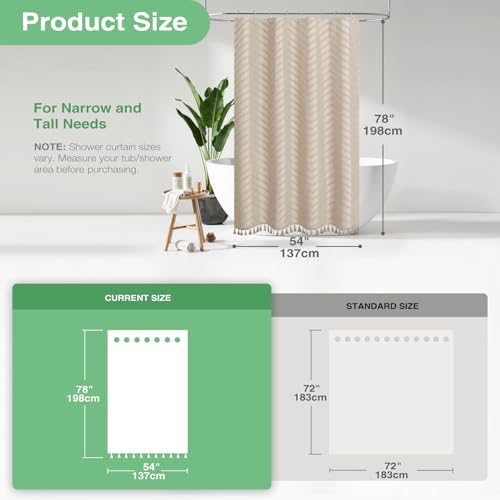 Dynamene Stall Boho Farmhouse Shower Curtain Tufted Chevron 54"x78" Beige