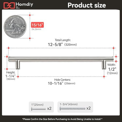 homdiy Brushed Nickel Cabinet Pulls Cabinet Handles, 7-1/2in(192mm) Center to Center Dresser Drawer Handles Silver Drawer Pulls for Kitchen, Bedroom, Bathroom, Wardrobe Hardware