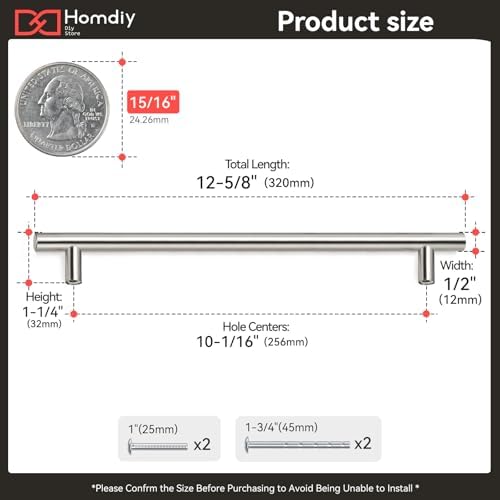 homdiy 7-1/2in Cabinet Pulls Brushed Nickel Cabinet Door Handles 25Pack - HD201SN Cabinet Handles Stainless Steel Modern Drawer Pulls for Dresser Drawer Pulls
