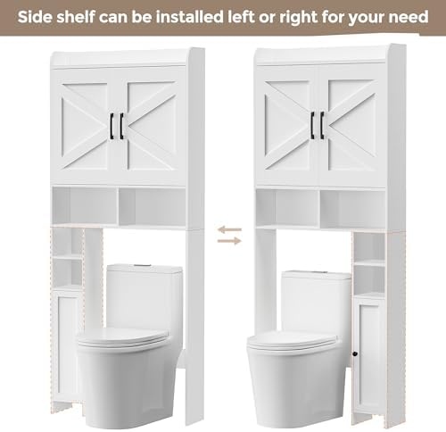 Homhedy Wooden Over The Toilet Storage Cabinet with Barn Door