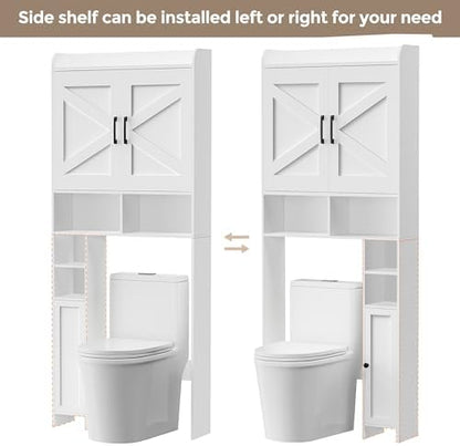Homhedy Wooden Over The Toilet Storage Cabinet with Barn Door