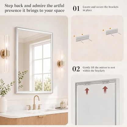 Brushed Nickel Bathroom Mirrors for Over Sink 30x40 Inch