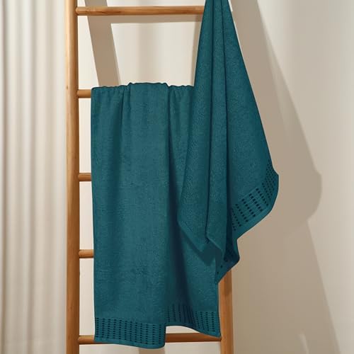 BELIZZI HOME Cotton 2 Pack Oversized Bath Towel Set 28x55 inches, Large Bath Towels, Ultra Absorbant Compact Quickdry & Lightweight Towel, Ideal for Gym Travel Camp Pool - Teal