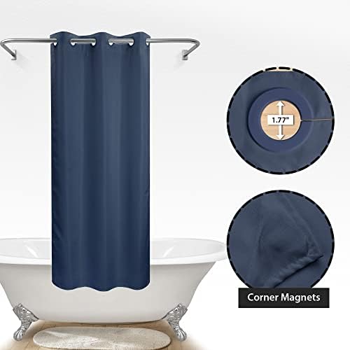 River Dream No Hook Stall Shower Curtain or Liner Microfiber Navy, 36x74