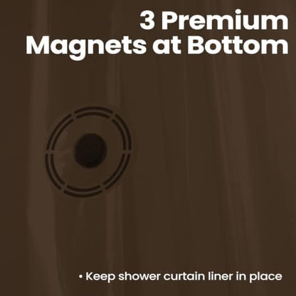 downluxe Shower Curtain Liner, PEVA Plastic Shower Liner with 3 Magnets, 72" x 72" Waterproof Bathroom Curtain, Brown, 1 Pack