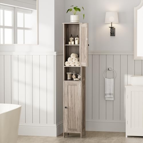 Homleke Tall Bathroom Storage Cabinet with 2 Doors, Slim Bathroom Cabinet