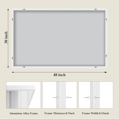 Koonmi White Rectangle Wall Mirror, 30x48 Inch Bathroom Mirror, Aluminum Frame Vanity Mirror for Entryway, Living Room, Bedroom Bathroom, Hangs Horizontally or Vertically