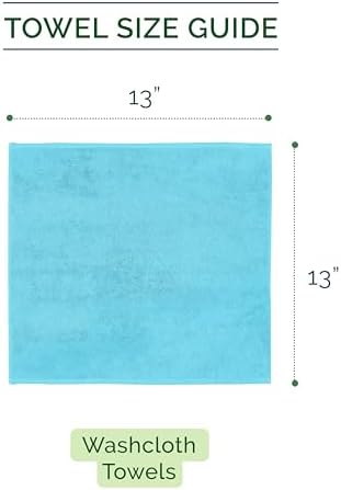 Elegant Comfort 100% Turkish Cotton Corduroy Ribbed Luxury Washcloths 6 Pack Soft 13 x 13 Inch - Higly Absorbent, Durable, Quick Dry, Spa Premium Hotel Quality for Bathroom or Travel, Aqua