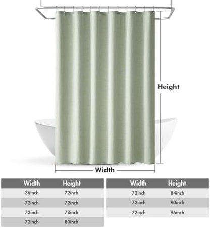 MIULEE 72 x 96 Extra Long Linen Shower Curtain Sage Green 12 Metal Hooks