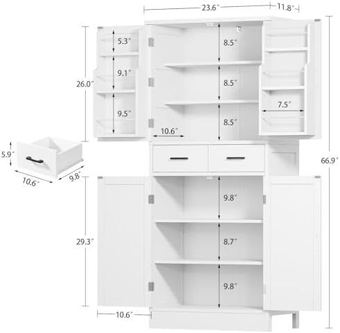Farmhouse Pantry Cabinet, Tall Kitchen Storage Cabinet with Barn Doors
