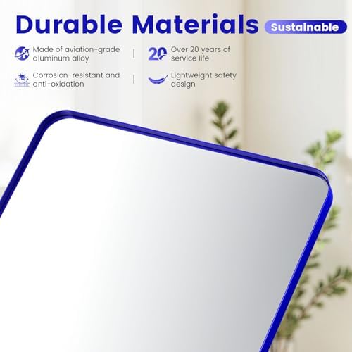 24" x 28" Blue Bathroom Mirror for Over Sink,Aluminum Frame