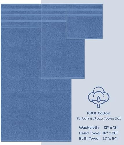 American Soft Linen 100% Cotton Luxury Turkish Towels, 6 Piece Towel Set