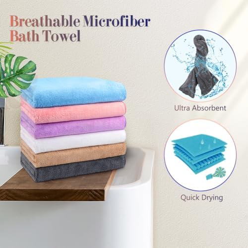 Orighty Bath Towels, Soft Feel Bath Towel, 6 Pack (24'' x 48'')