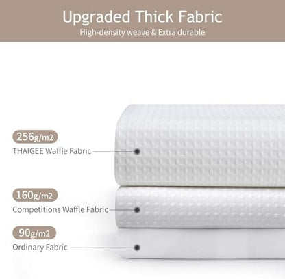 White 256GSM Heavy Duty Waffle Weave Shower Curtain, 72"x72"