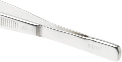 Mercer Culinary 18-8 Stainless Steel Chef Plating Tongs, Curved Fine Tip, 6-1/8 Inch