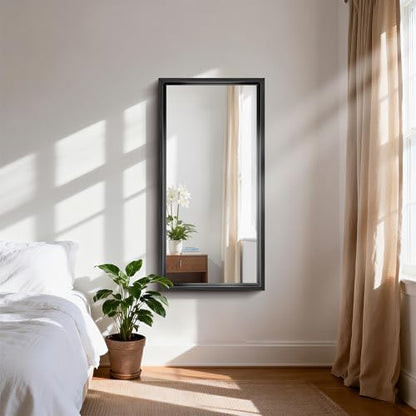 CIRCUMI 20"x40" Brushed Black Bathroom Mirror, Rectangular Vanity Mirror