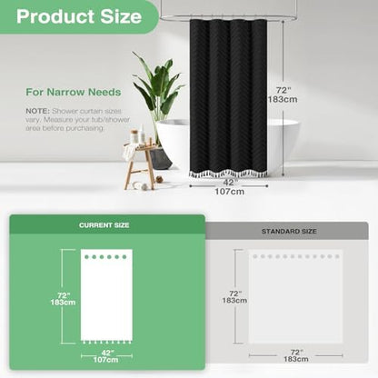 Dynamene Stall Boho Farmhouse Shower Curtain Tufted Chevron 42"x72" Black