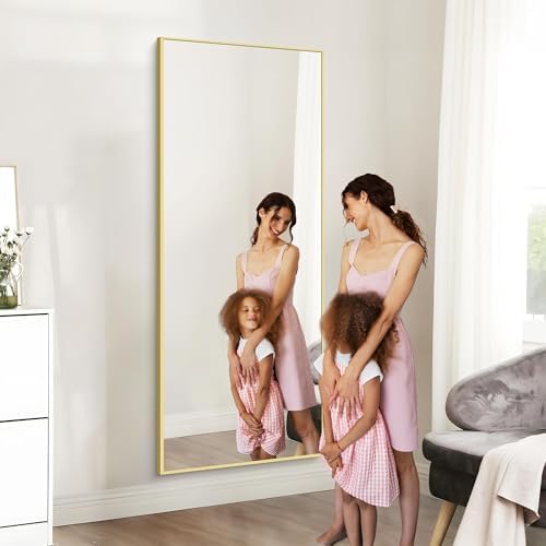 COFENY 36x72inch Bathroom Mirror, Gold Rectangle Mirror with Thin Metal Frame, Large Rectangular Wall Mirrors for Bathroom, Living Roomm, Hair Salon, Big Farmehouse Mirror Hang Horizontal/Vertical