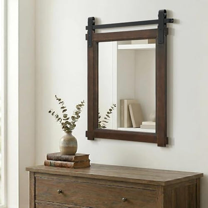Besdomus Rustic Bathroom Vanity Mirror: 22"x30" Brown Farmhouse Barn Door
