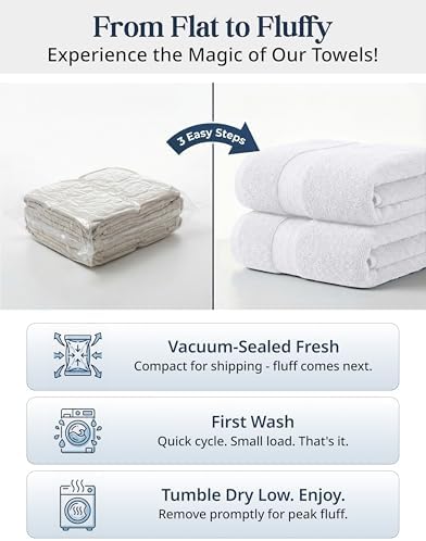 LANE LINEN Bath Towel Set 100% Cotton 6 Piece Soft Absorbent - White