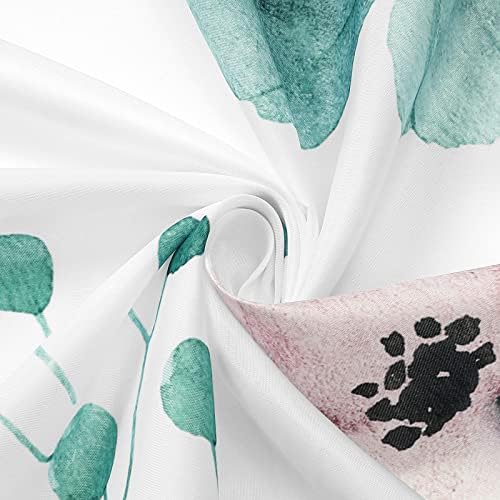 Gibelle Teal Beige Watercolor Floral Fabric Shower Curtain, 72x84