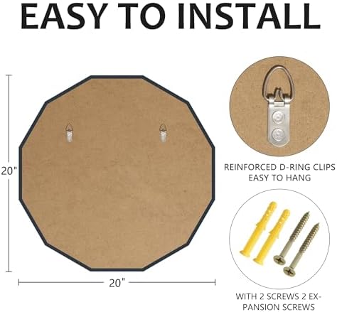 20x20 Inch Bathroom Mirrors for Over Sink, Round Frameless Mirrors for Wall