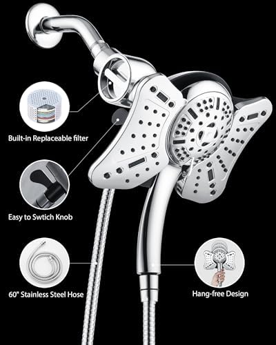 GRICH Shower Head with Handheld Spray - Dual High Pressure Showerhead