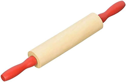 The Dreidel Company Mini Rolling 7.5 Inch 6-Pack Rolling Pin for Play Dough - Wood Kids Rolling Pin For Little Bakers, With Red Handles Arts and Crafts Clay Roller, 7.5" (Pack of 6)