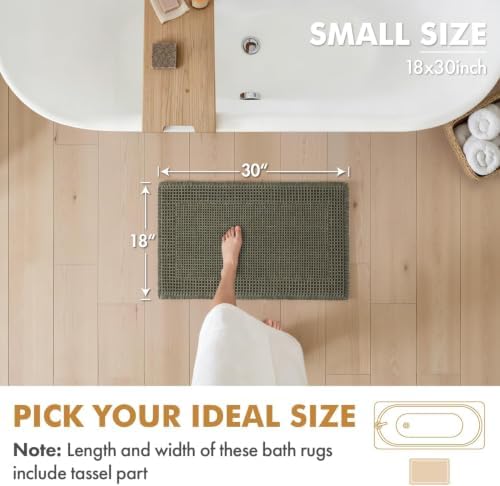MIULEE Set of 2 Waffle Bathroom Rugs Bordered Bath Mat Green 18x30 Inch