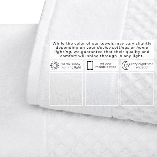 Great Bay Home Hand Towels - 100% Cotton 6 Pack 26x16 Hand Towel Set - Absorbent, Durable, Quick-Dry Towels for Bathroom (Optic White)
