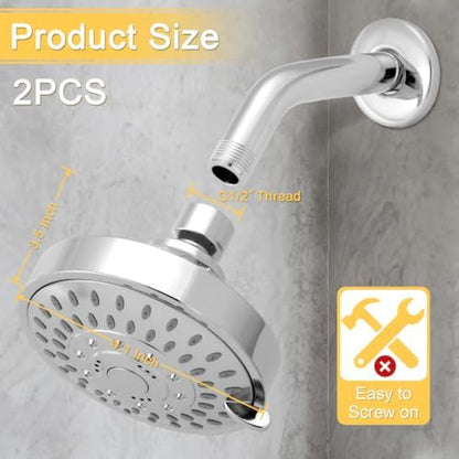 AISOSO High Pressure Rain Shower Head 2PCS 5 Modes 4.1 Inch Chrome Silver