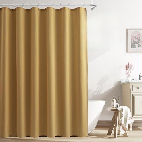 Naturoom Linen Shower Curtain 96 Inch Long for Bathroom Gold 1 Panel