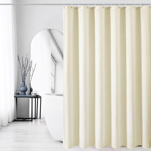 Gibelle Extra Long 230GSM Heavy Duty Ivory Shower Curtain, 72 x 84
