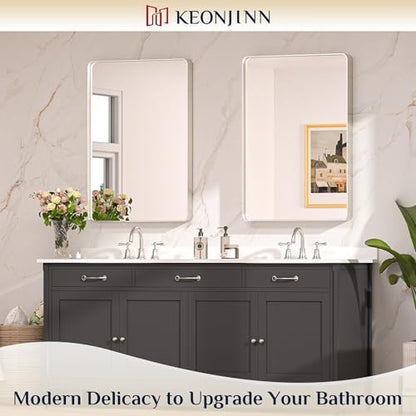 Keonjinn 24 x 36 Inch Brushed Nickel Bathroom Mirrors for Over Sink