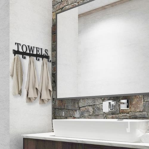 Over The Door Hooks, Towel Holder for Bathroom, Mount Rack Metal Bath Hanger Bedroom Kitchen Pool Beach Bathrobe Wall Hooks (6 Hooks, Black).