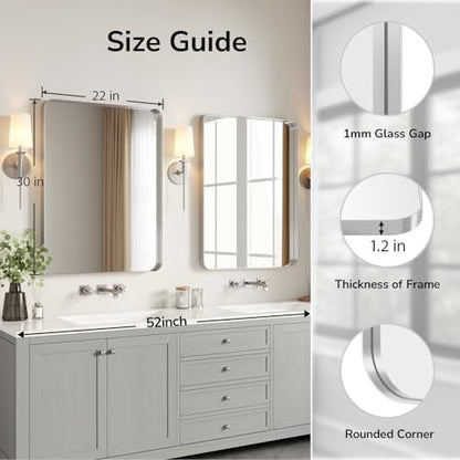 USHOWER Brushed Nickel Bathroom Mirror 22"x30"