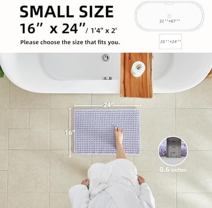 TYUU Waffle Bath Mat, Small Cute Bathroom Rug Non Slip 24x16 Lavender Cream