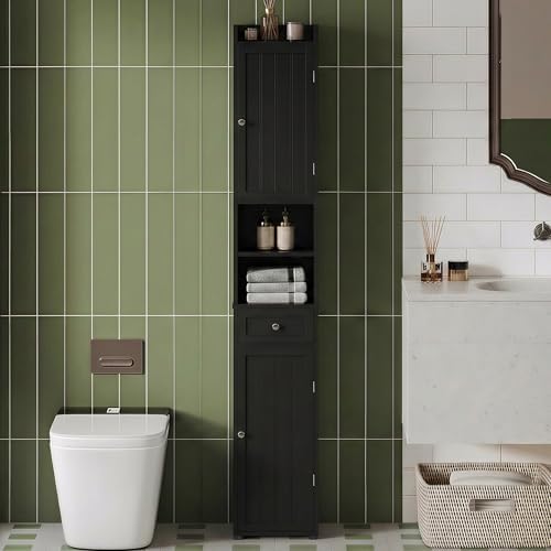 ChooChoo Tall Bathroom Storage Cabinet with Drawer, 11.8" x 11.8" x 70.8"