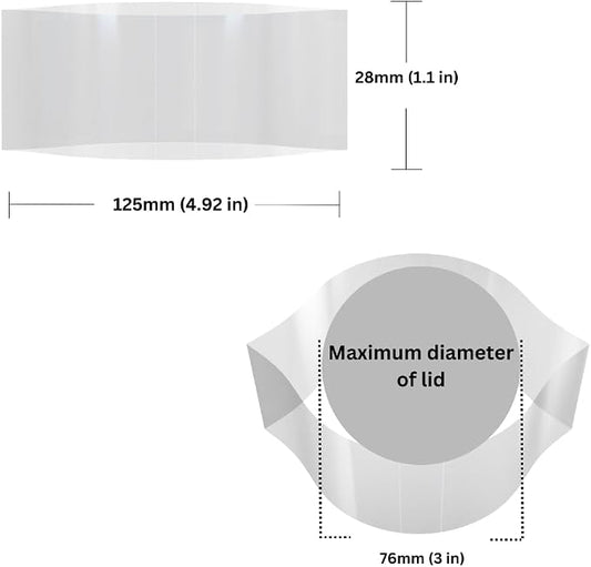 125 x 28 mm Clear Perforated Shrink Band for Glass Jars, Plastic Jars & Metal Tins [Cap Diameter: 3"] Pack of 500