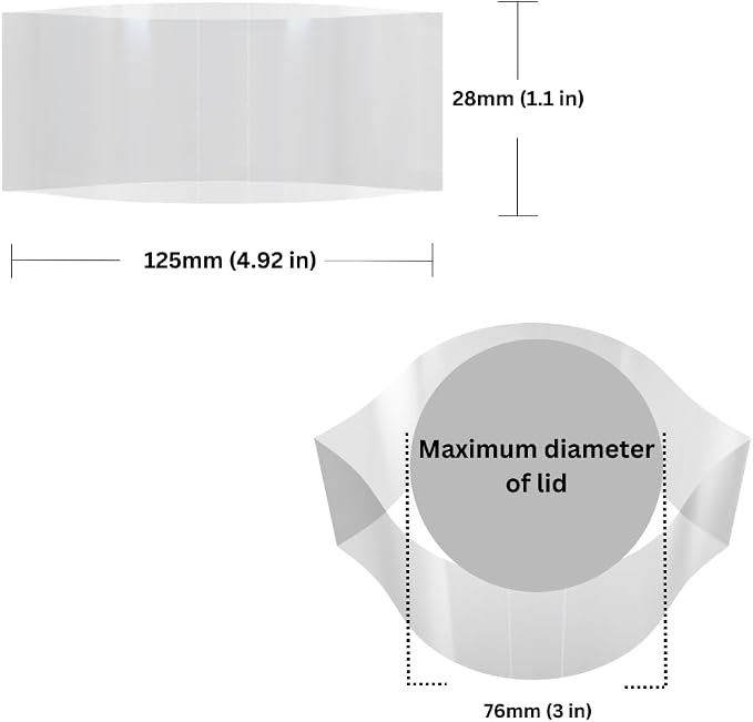 125 x 28 mm Clear Perforated Shrink Band for Glass Jars, Plastic Jars & Metal Tins [Cap Diameter: 3"] Pack of 50