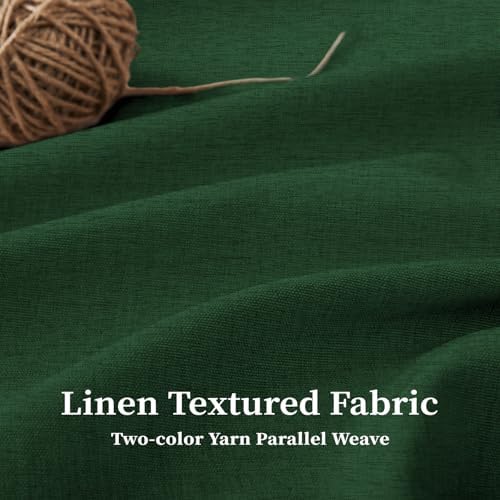 BTTN Boho Scalloped Linen Textured Cloth Shower Curtain Set, 72x84, Emerald