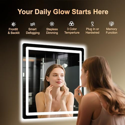 LED Bathroom Mirror, 30"x30" Bathroom Vanity Mirror with Lights