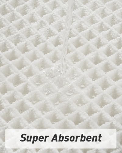 Upgraded Waffle Bath Mat Set of 2 Absorbent Bathroom Mat 17"x24" + 20"x32"