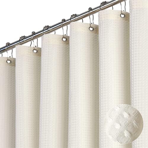 Dynamene Stall Waffle Shower Curtain 256 GSM Heavy Fabric 54x78 Cream/Ivory