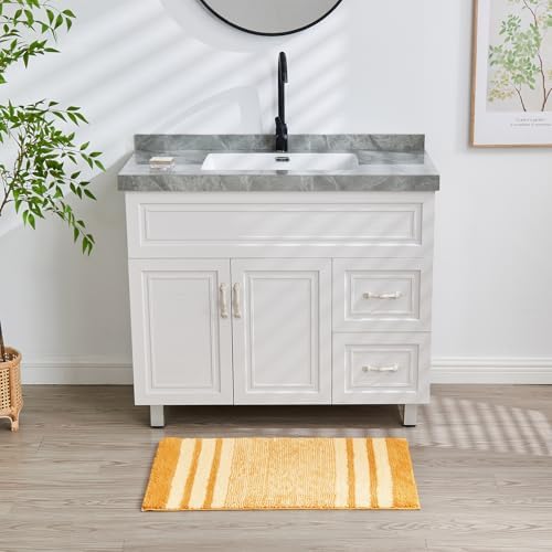 CozeCube Harvest Gold Striped 24"x16" Non Slip Washable Bath Mat