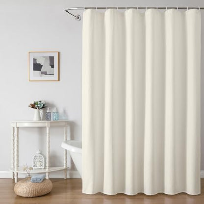 OWENIE Cream Shower Curtain for Bathroom 84 Inches Eatra Long, Elegant 3D Embossed Textured Cloth Waffle Shower Curtain, Modern Luxury Hotel Style, Water Repellent, Machine Washable, 72X84, Cream