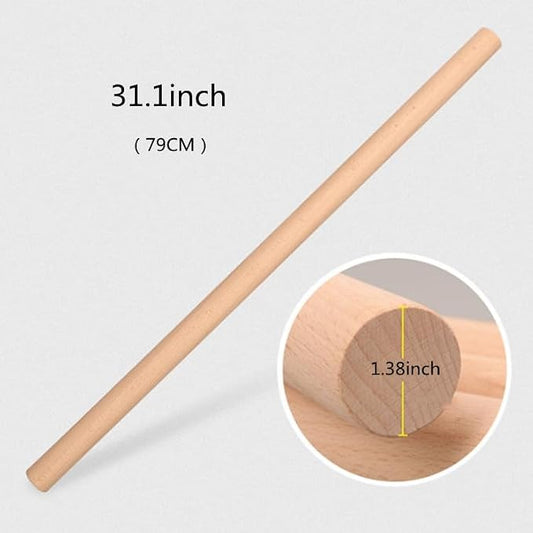 Long Rolling Pin， Baking Dough Roller for Pizza, Pie, Pasta, Bread, Pastry,Noodles(31.1×1.38inch/79×3.5cm)