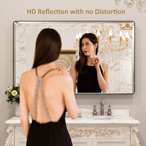 LOAAO 60X36 Inch Brushed Nickel Bathroom Mirror