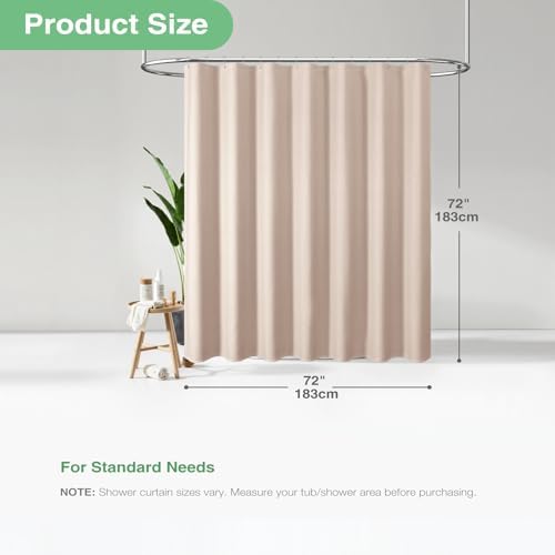 Dynamene Blush Pink Fabric Shower Curtain - Waffle Weave Textured Heavy Duty Cloth Shower Curtains for Bathroom, 256GSM Hotel Luxury Weighted Bath Curtain Set with 12 Hooks,72x72, Blush Pink