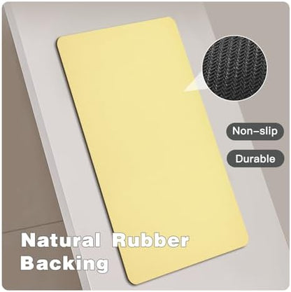 TYUU Thin Bath Mat, Bathroom Rugs Non Slip Washable, 24x48 Light Yellow